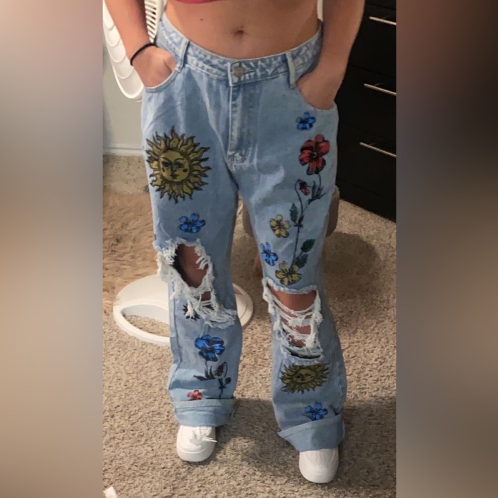 Baggy, ripped, pantetrd jeans